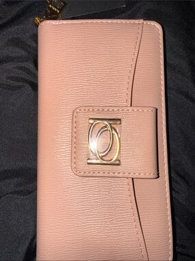 bebe Blush Pink Wallet with Gold Emblem